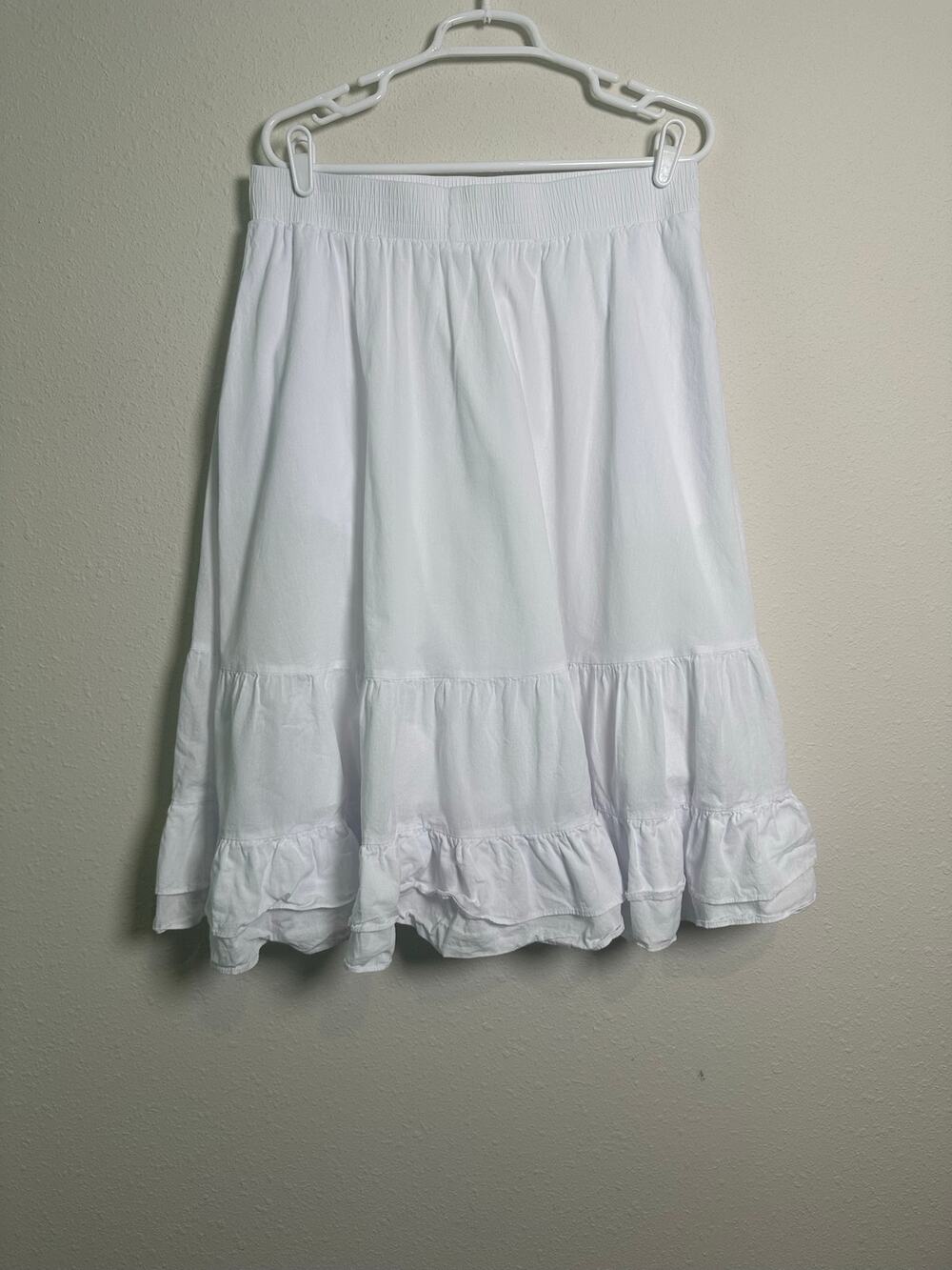 Shiny by Nature White Ruffled Tiered Layered Midi Skirt Size XL